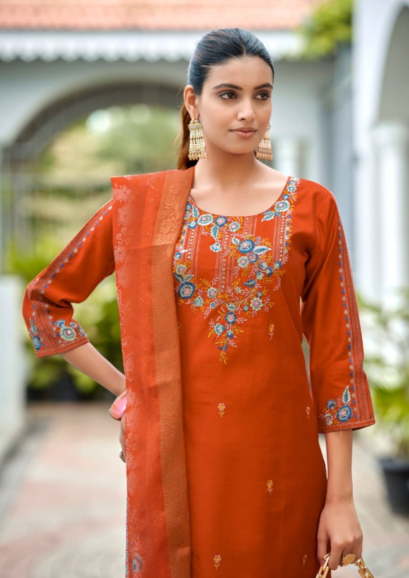 Hoor By Woodee Viscose Gadhwal Kurti With Bottom Dupatta